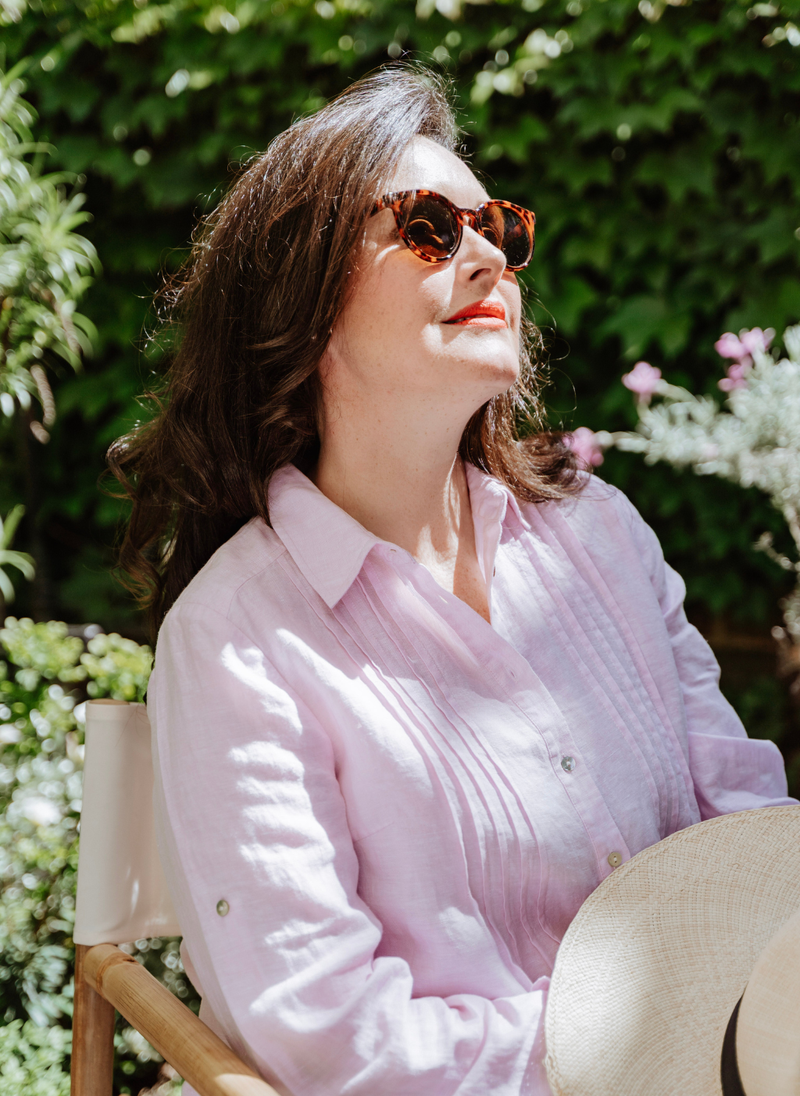 Arabella French Linen Pintuck Shirt- Mosman Pink