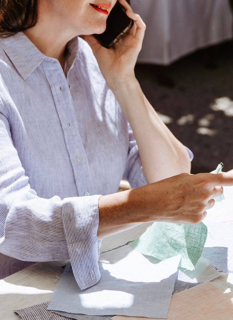 Noosa French Linen Tunic- Blue Stripe