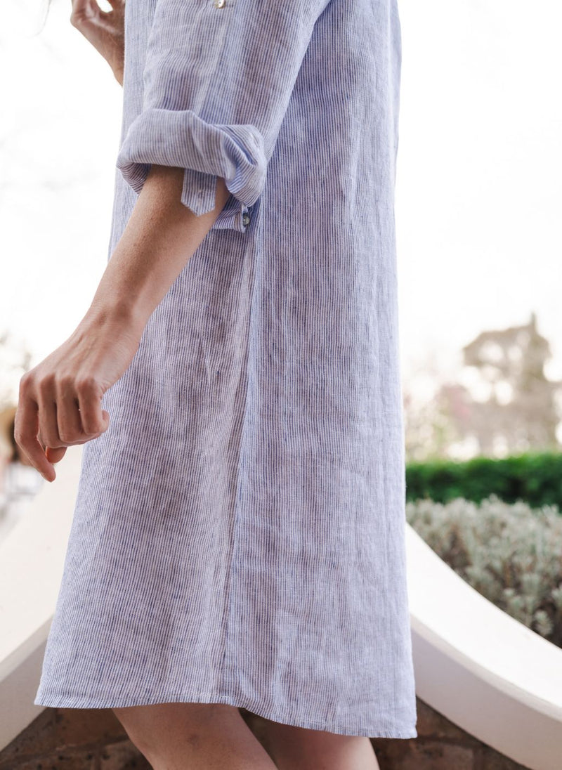 Noosa French Linen Tunic- Regatta Stripe