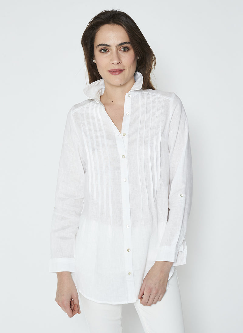 OLLIE PINTUCK SHIRT - WHITE