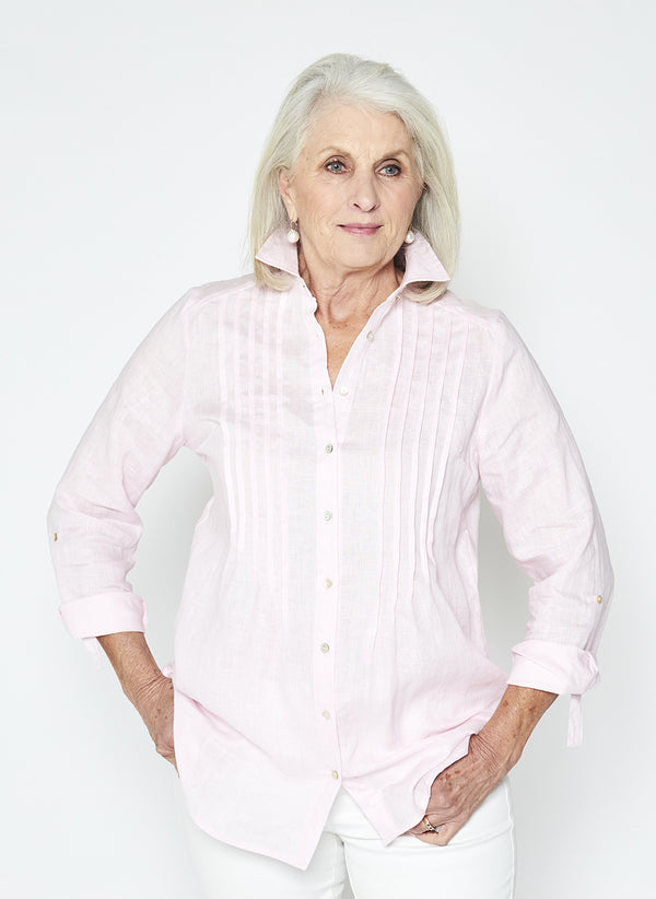 OLLIE PINTUCK SHIRT - PALE PINK