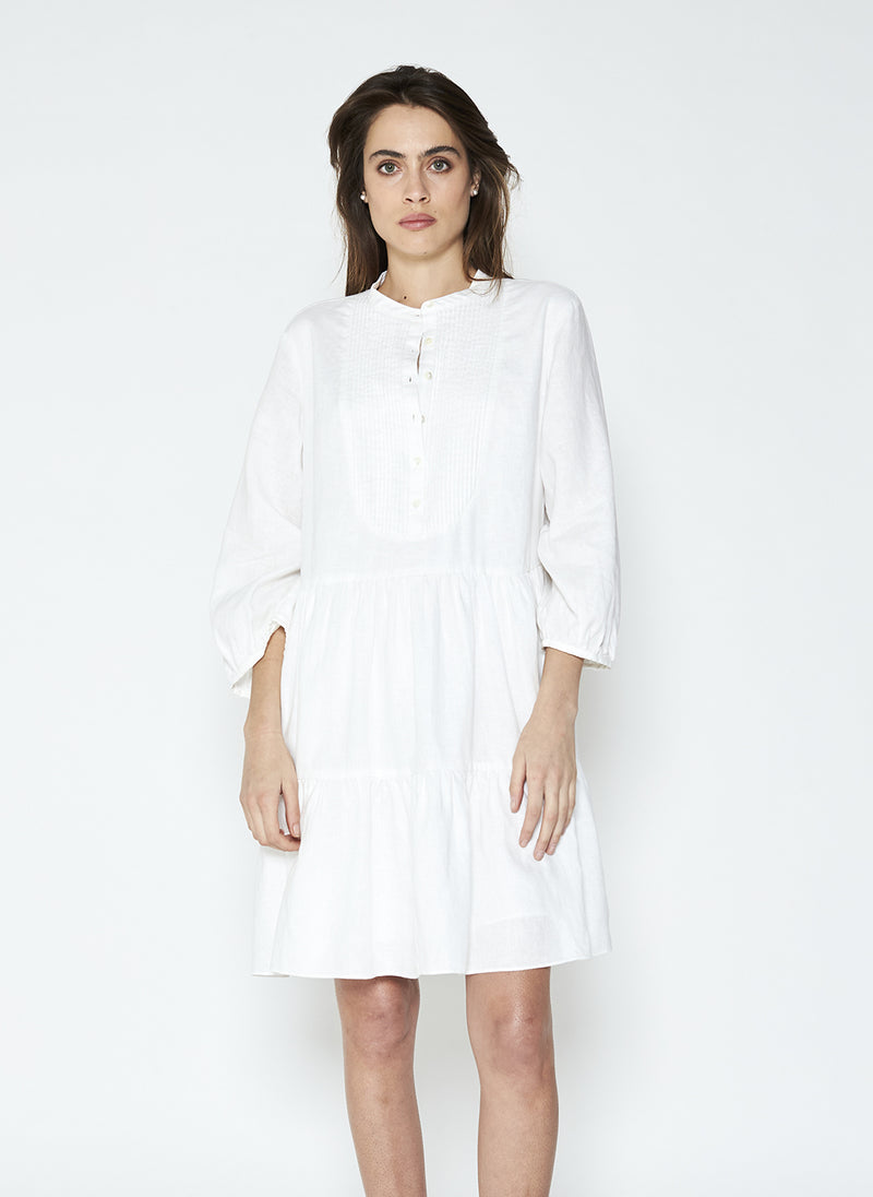 PIPPA PINTUCK TIERED DRESS - WHITE