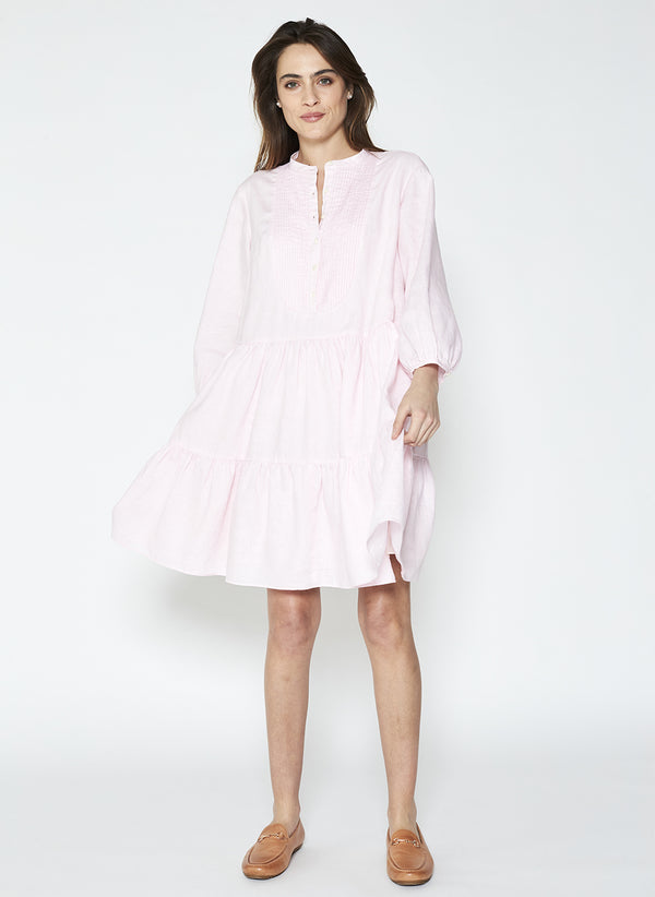 PIPPA PINTUCK TIERED DRESS - PALE PINK