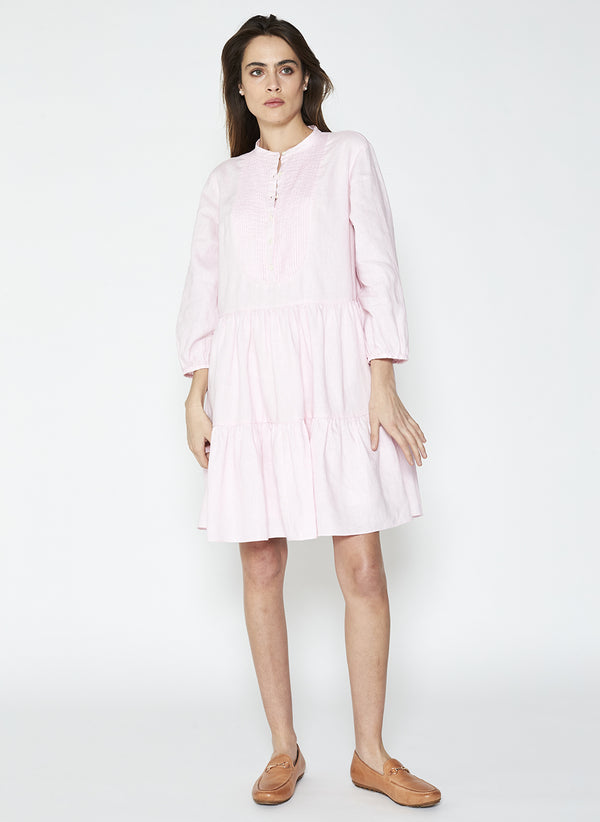 PIPPA PINTUCK TIERED DRESS - PALE PINK