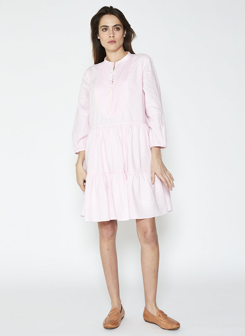 PIPPA PINTUCK TIERED DRESS - PALE PINK